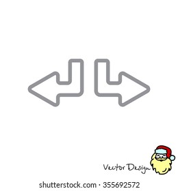 Web line icon. Arrows (down-left and down-right)