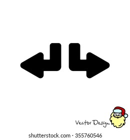 Web line icon. Arrows (down-left and down-right)