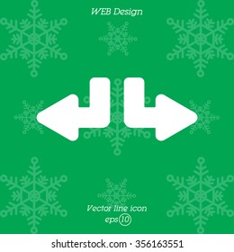 Web line icon. Arrows (down-left and down-right)