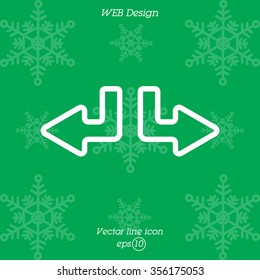 Web line icon. Arrows (down-left and down-right)