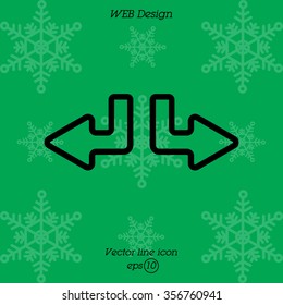 Web line icon. Arrows (down-left and down-right)