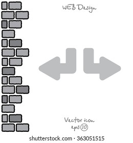 Web line icon. Arrows (down-left and down-right)