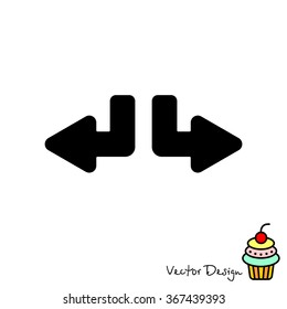 Web line icon. Arrows (down-left and down-right)