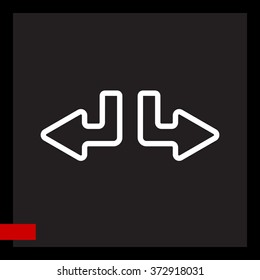 Web line icon. Arrows (down-left and down-right)