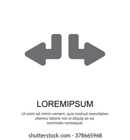 Web line icon. Arrows (down-left and down-right)