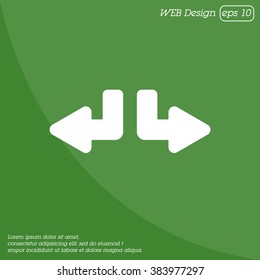Web line icon. Arrows (down-left and down-right)
