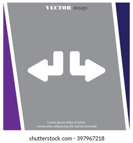 Web line icon. Arrows (down-left and down-right)