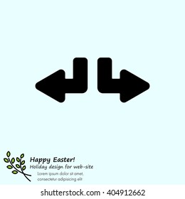 Web line icon. Arrows (down-left and down-right)