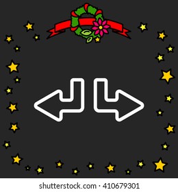 Web line icon. Arrows (down-left and down-right)