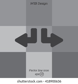 Web line icon. Arrows (down-left and down-right)