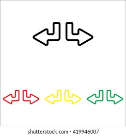 Web line icon. Arrows (down-left and down-right)