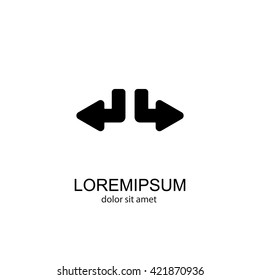 Web line icon. Arrows (down-left and down-right)