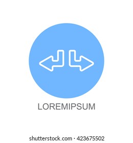 Web line icon. Arrows (down-left and down-right)