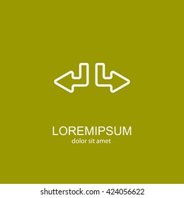 Web line icon. Arrows (down-left and down-right)