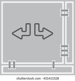 Web line icon. Arrows (down-left and down-right)