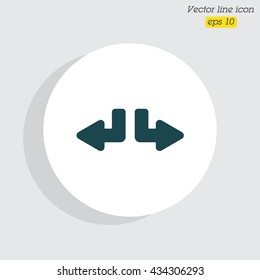 Web line icon. Arrows (down-left and down-right)