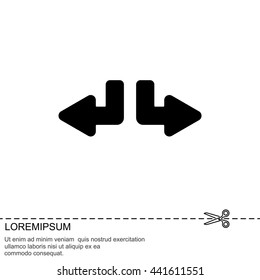 Web line icon. Arrows (down-left and down-right)