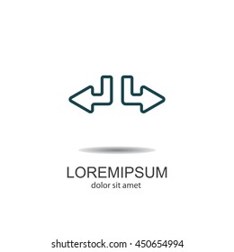Web line icon. Arrows (down-left and down-right)