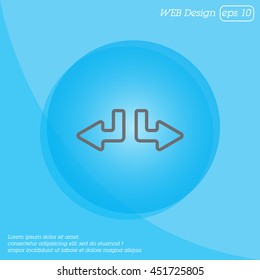 Web line icon. Arrows (down-left and down-right)