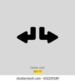 Web line icon. Arrows (down-left and down-right)