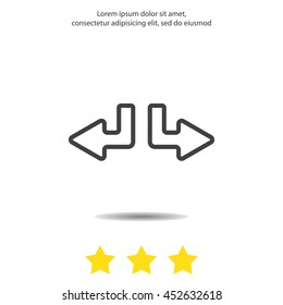 Web line icon. Arrows (down-left and down-right)