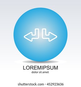 Web line icon. Arrows (down-left and down-right)