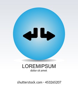 Web line icon. Arrows (down-left and down-right)