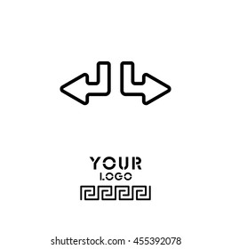 Web line icon. Arrows (down-left and down-right)