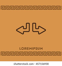 Web line icon. Arrows (down-left and down-right)