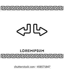 Web line icon. Arrows (down-left and down-right)