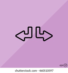 Web line icon. Arrows (down-left and down-right)