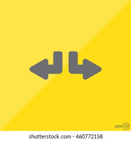 Web line icon. Arrows (down-left and down-right)