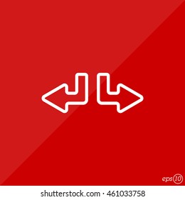 Web line icon. Arrows (down-left and down-right)