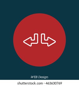 Web line icon. Arrows (down-left and down-right)