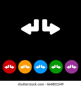 Web line icon. Arrows (down-left and down-right)