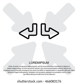 Web line icon. Arrows (down-left and down-right)