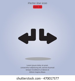 Web line icon. Arrows (down-left and down-right)