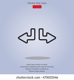 Web line icon. Arrows (down-left and down-right)