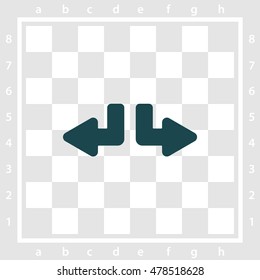 Web line icon. Arrows (down-left and down-right)