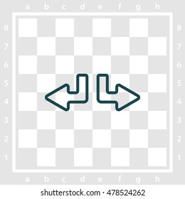Web line icon. Arrows (down-left and down-right)