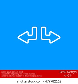 Web line icon. Arrows (down-left and down-right)