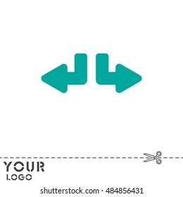 Web line icon. Arrows (down-left and down-right)
