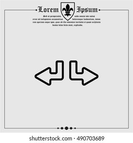 Web line icon. Arrows (down-left and down-right)