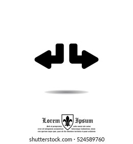 Web line icon. Arrows (down-left and down-right)