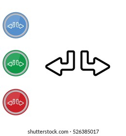 Web line icon. Arrows (down-left and down-right)