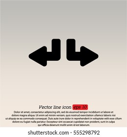 Web line icon. Arrows (down-left and down-right)