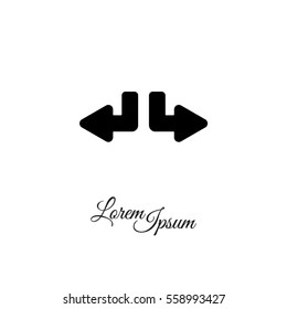 Web line icon. Arrows (down-left and down-right)