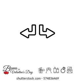 Web line icon. Arrows (down-left and down-right)