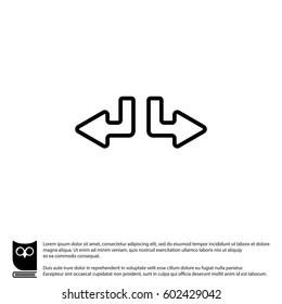 Web line icon. Arrows (down-left and down-right)