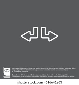 Web line icon. Arrows (down-left and down-right)